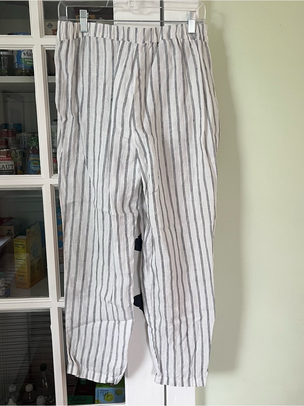 Quince Linen Pants Sz Medium White w/Black Stripes - Picture 4 of 5